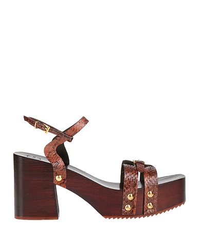 C LOVE Mules and clogs Brown Reptile leather