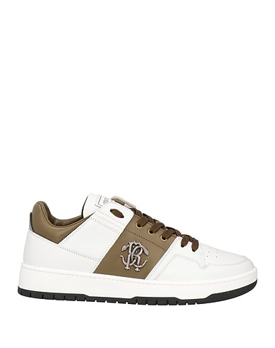 ROBERTO CAVALLI Sneakers White Cow leather, Textile fibers