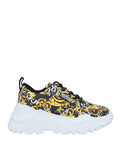 VERSACE JEANS COUTURE Sneakers Black Leather, Textile fibers