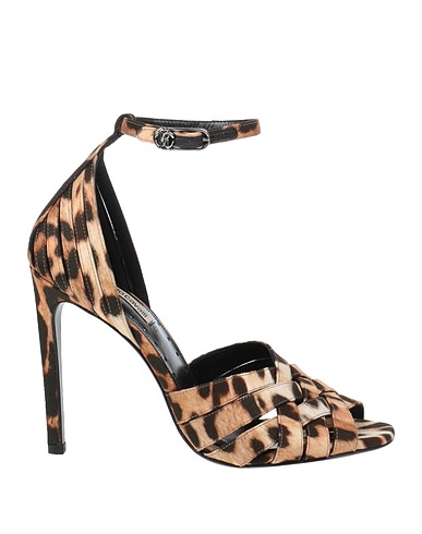 ROBERTO CAVALLI Sandali Khaki Pelle, Fibre tessili