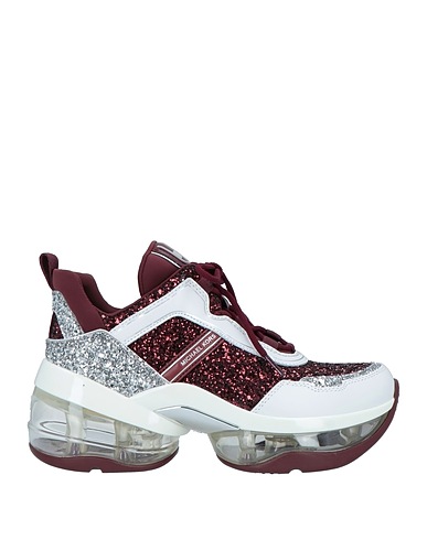 MICHAEL MICHAEL KORS Sneakers Burgundy Leather, Textile fibres