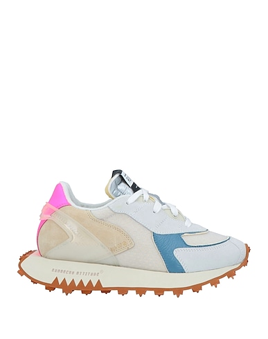 RUN OF Sneakers Beige Leather, Textile fibers