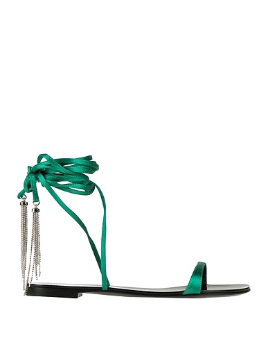 ALEXANDRE VAUTHIER Sandals Green Textile fibres, Leather, Brass