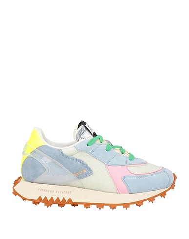 RUN OF Sneakers Sky blue Leather, Textile fibres