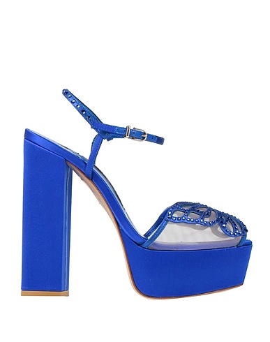 SOPHIA WEBSTER Sandals Bright blue Leather, Textile fibers