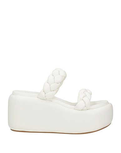 LE SILLA Sandals White Leather, Textile fibres