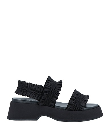 GANNI Sandals Black Textile fibers, Leather