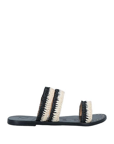 MANEBÍ Sandals Black Natural raffia