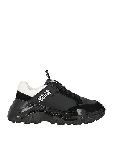 VERSACE JEANS COUTURE Sneakers Black Leather, Textile fibres