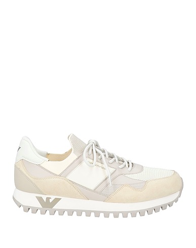 EMPORIO ARMANI Sneakers Off white Pelle, Fibre tessili, Materiale sintetico