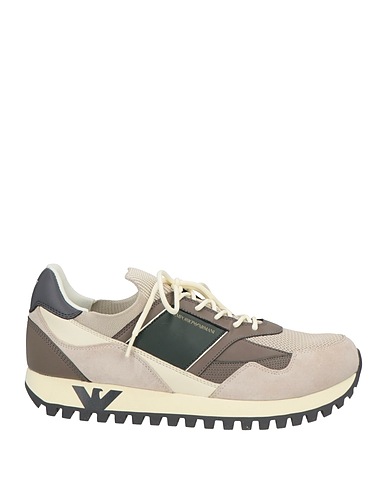 EMPORIO ARMANI Sneakers Beige Leather, Textile fibres, Synthetisches Material