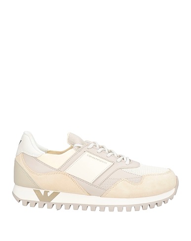 EMPORIO ARMANI Sneakers Cream Leather, Textile fibres, Synthetisches Material