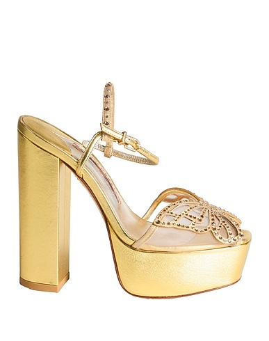 SOPHIA WEBSTER Sandals Gold Leather, Textile fibers