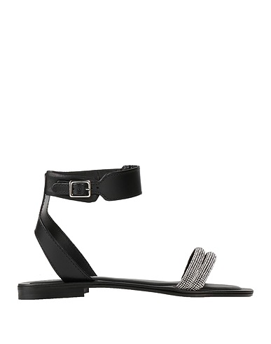 VIA DELLE VILLE Sandals Black Cowhide
