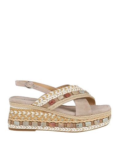 ALMA EN PENA. Espadrilles Light grey Leather, Textile fibers