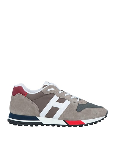 HOGAN Sneakers Grey Leather, Textile fibres