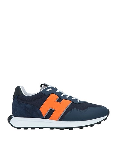 HOGAN Sneakers Navy blue Leather, Textile fibres