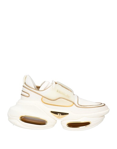 BALMAIN Sneakers White Leather, Textile fibres