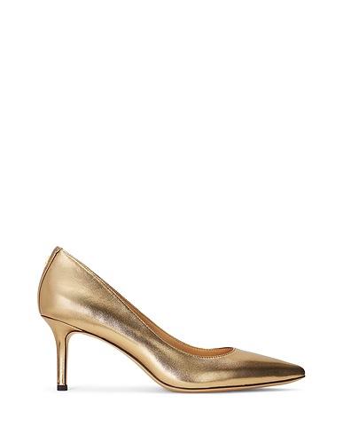 LAUREN RALPH LAUREN Court LANETTE METALLIC NAPPA LEATHER PUMP
 Gold 100% Sheepskin
