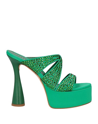 EDDY DANIELE Sandals Green Other Fibres, Swarovski® Crystal