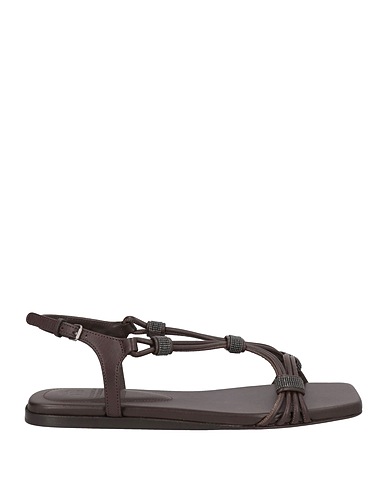 BRUNELLO CUCINELLI Sandals Dark brown Leather