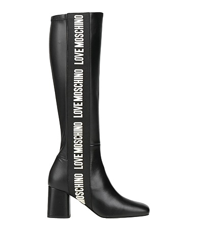 LOVE MOSCHINO Boots Black Leather, Textile fibres