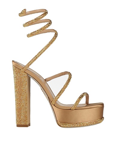 RENE' CAOVILLA Sandals Gold Textile fibres