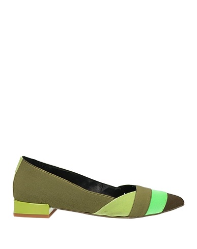 DANIELE ANCARANI Ballet flats Military green Textile fibers, Leather