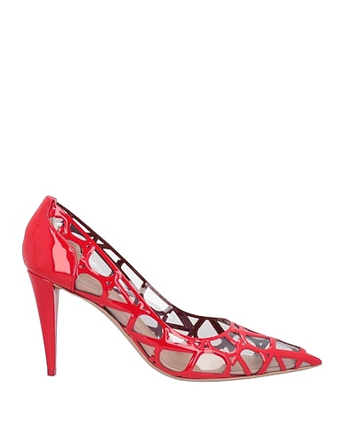 VALENTINO GARAVANI Pump Red Leather, Textile fibers