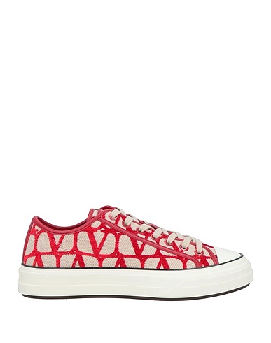 VALENTINO GARAVANI Sneakers Red Leather, Textile fibres