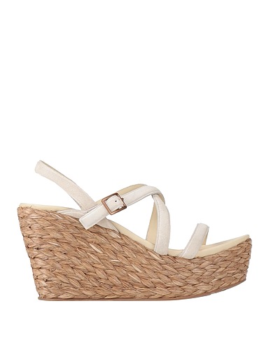 PEDRO GARCÍA Espadrilles Off white Leather, Textile fibers