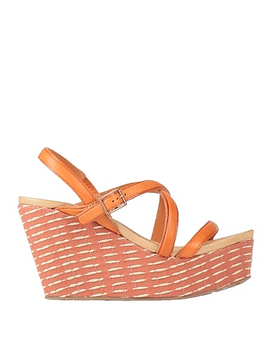 PEDRO GARCÍA Sandals Tan Leather, Textile fibres