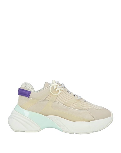 PINKO Sneakers Beige Leather, Textile fibres