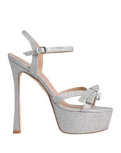 STUART WEITZMAN Sandals ARGENTO Textile fibers