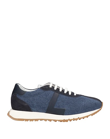 LARDINI Sneakers Midnight blue Textile fibers, Leather