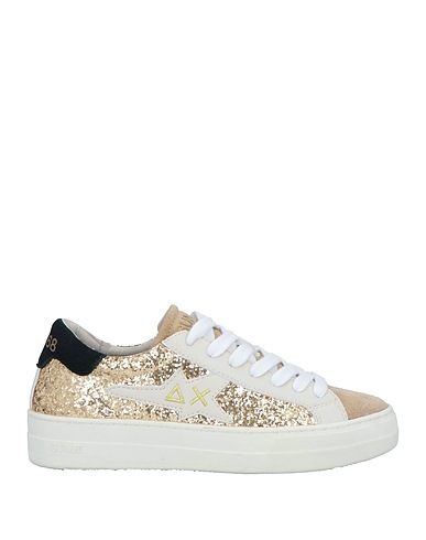 SUN 68 Sneakers Gold Leather, Textile fibres