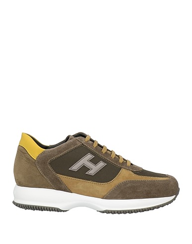 HOGAN Sneakers Verde militare Pelle, Fibre tessili
