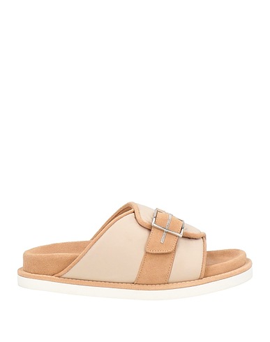 PESERICO Sandals Beige Leather, Textile fibers