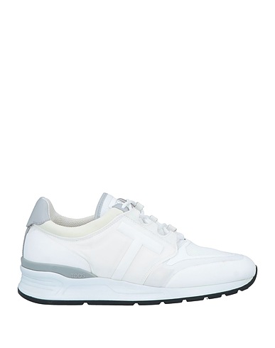 TOD'S Sneakers White Leather, Textile fibres