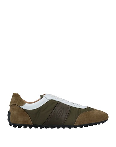 TOD'S Sneakers Military green Leather, Textile fibres