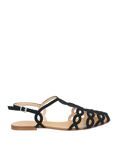ANNA F. Sandals Black Leather