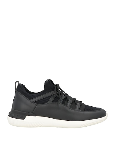TOD'S Sneakers Black Leather, Textile fibres
