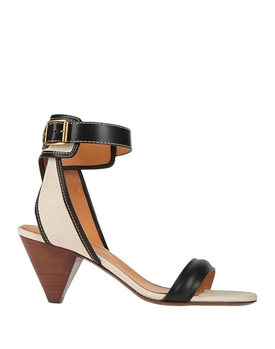 TOD'S Sandals Black Leather, Textile fibres