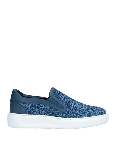 GIOVANNI CONTI Sneakers Navy blue Calfskin, Textile fibres
