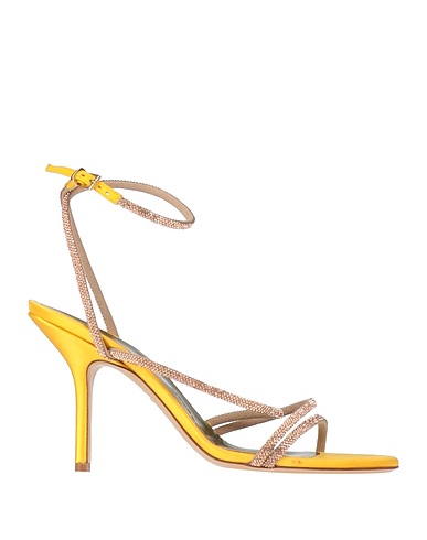 MARIA LUCA Sandals Yellow Leather, Textile fibres