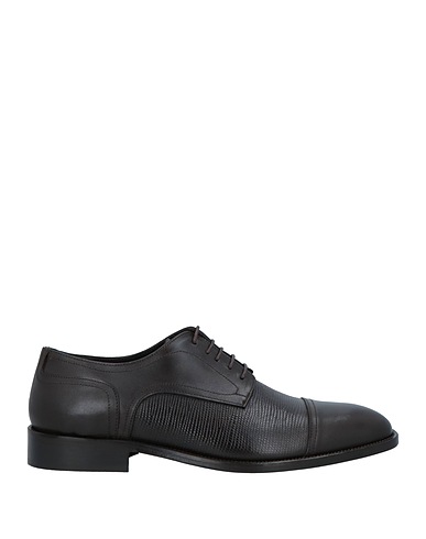 BALDININI Laced shoes Dark brown Leather, Calfskin