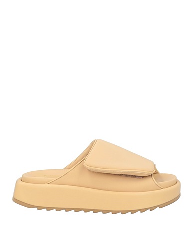GANNI Sandals Pastel yellow Leather, Textile fibres