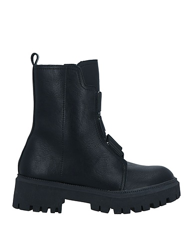 FRANCESCO MILANO Ankle boot Black Leather, Textile fibers