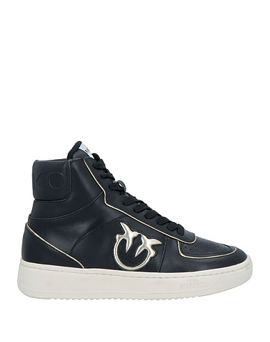 PINKO Sneakers Black Leather, Textile fibers