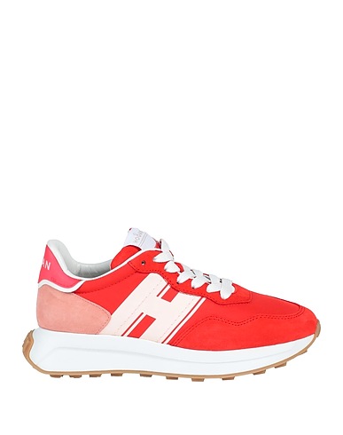 HOGAN Sneakers Red Leather, Textile fibres